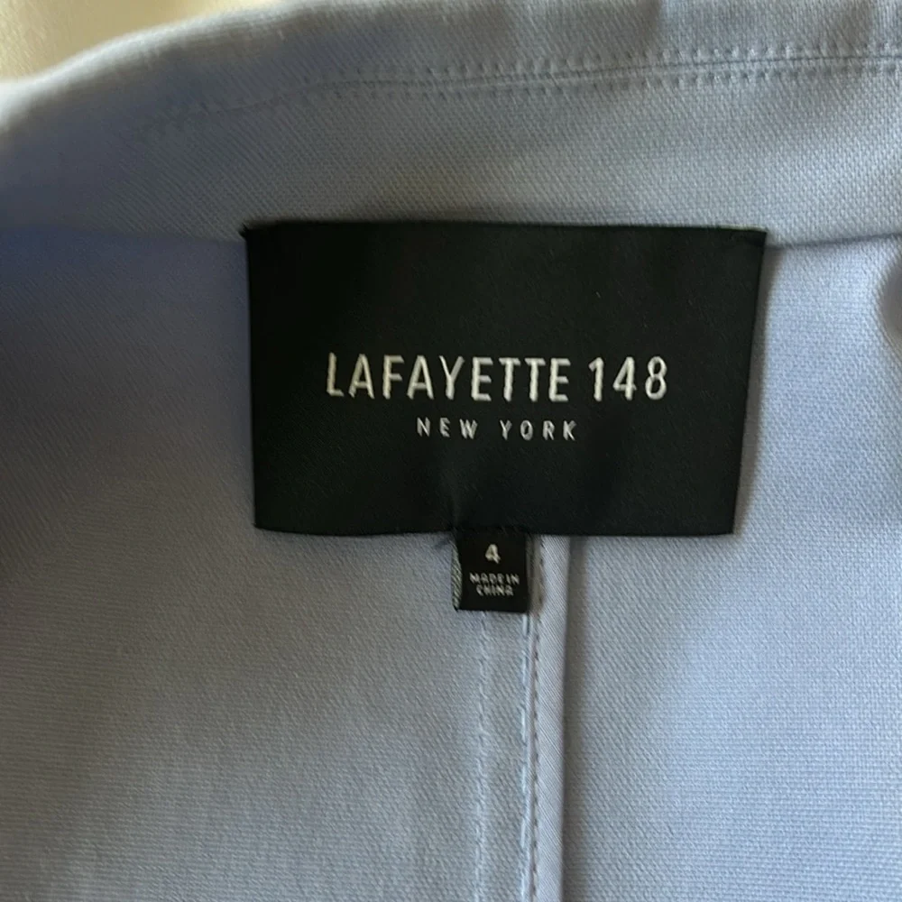Lafayette 148~ periwinkle, blue single button, whip stitch, blazer. - Picture 7 of 9